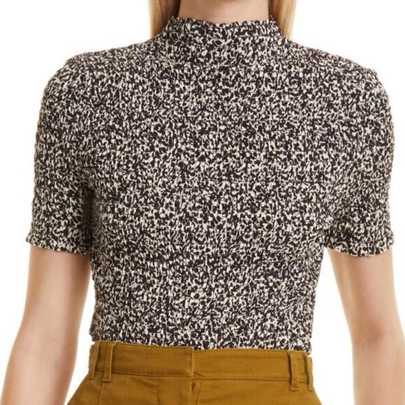 Proenza Schouler White Label NWT Micro Floral Smocked Top Size 4 Turtleneck - Picture 1 of 9